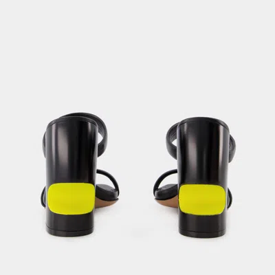 Off-white Tonal Meteor Block Leather Mules In Black