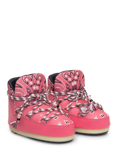 Alanui + Moon Boot Bandana-print Shell And Faux Leather Snow Boots In Pink