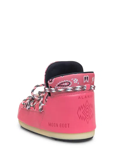 Alanui + Moon Boot Bandana-print Shell And Faux Leather Snow Boots In Pink
