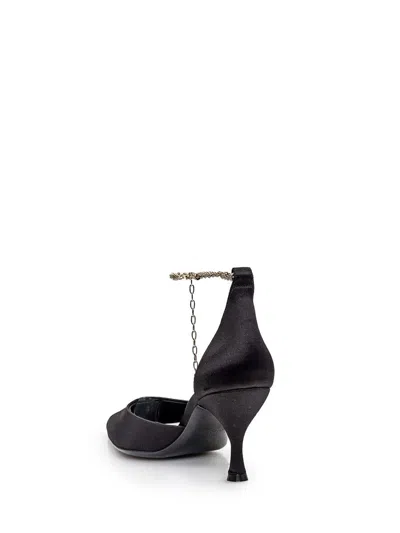 Ferragamo 70mm Cable-link Chain Satin-finish Pumps In Black