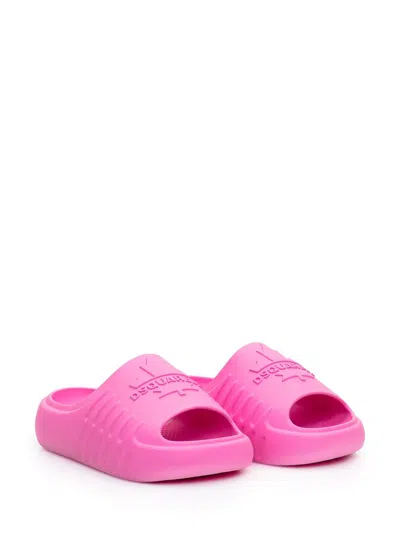 Dsquared2 Logo-embossed Open-toe Slides In Pink