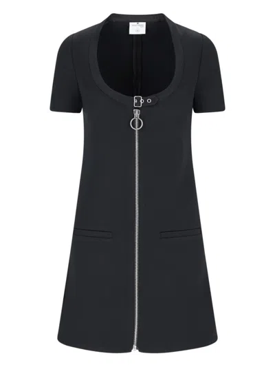 Courrèges Knee Length Dress Patch Pockets In Black