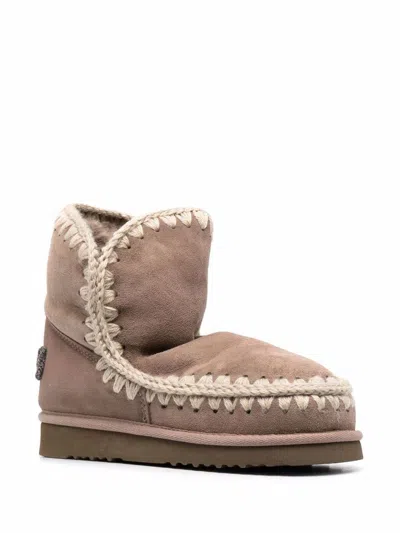 Mou Eskimo 18 Glitter Logo Ankle Boots In Beige
