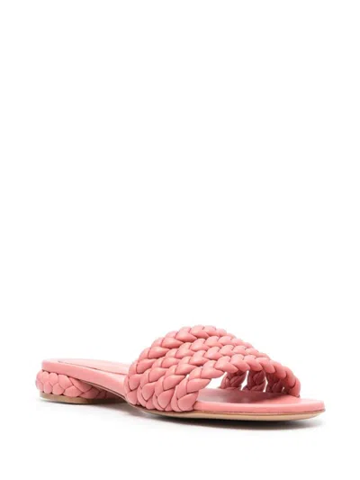 Gianvito Rossi Nappa Braided Flat Sole Sandals In Multicolor