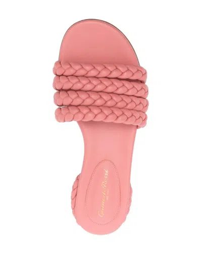 Gianvito Rossi Nappa Braided Flat Sole Sandals In Multicolor