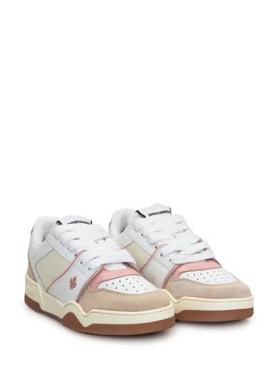 Dsquared2 Textured Leather And Polyamide Sneakers In White