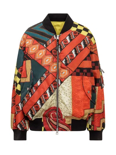 Etro Women's Patchwork Bomber Jacket | Size 42 | 13104 In Red