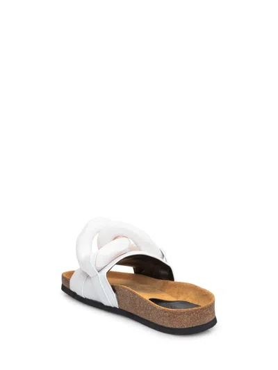 Jw Anderson J. W.anderson Solid Color Leather Sandals With Maxi Chain In White