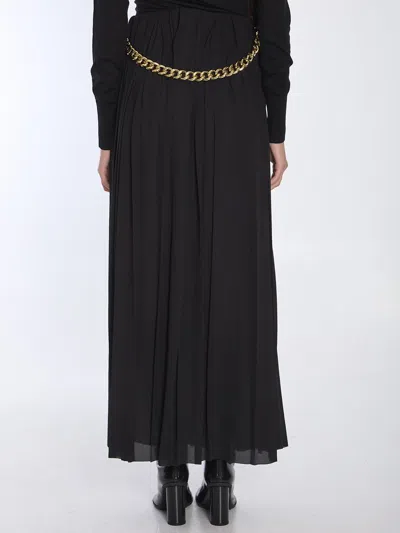 Balenciaga Black Long Pleaded Skirt With Belt In Tech Fabric Woman In Black