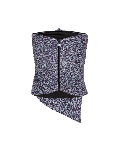 Rotate Birger Christensen Rotate Cropped Ruffle Strapless Top In Purple