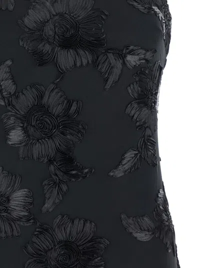 Rotate Birger Christensen Floral Mesh Strapless Maxi Dress In Black