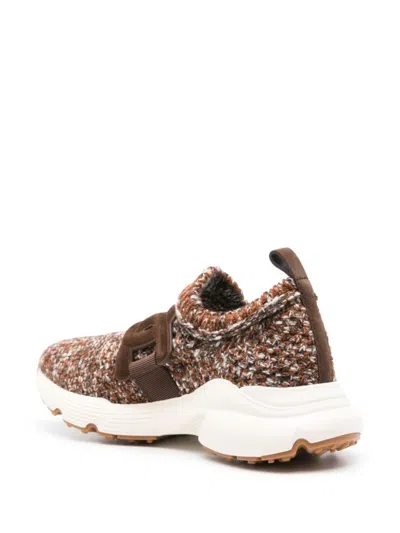 Tod's Slip-on Sneakers Featuring Knitted Upper In Brown
