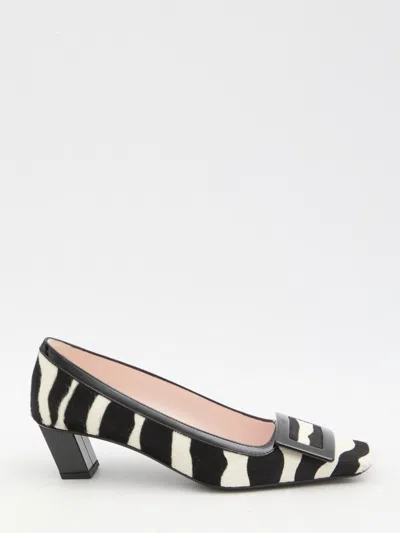 Roger Vivier Belle Vivier Patent Leather-trimmed Pony Hair Pumps In White