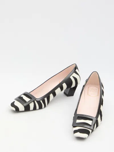 Roger Vivier Belle Vivier Patent Leather-trimmed Pony Hair Pumps In White