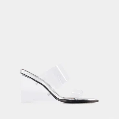 Alexander Mcqueen Square-toe Wedge-platform Sandals In Transparent