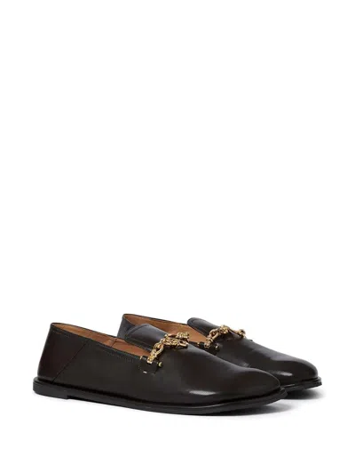 Stella Mccartney Loafers Flat Sole Round Toe Gold-tone Hardware In Brown