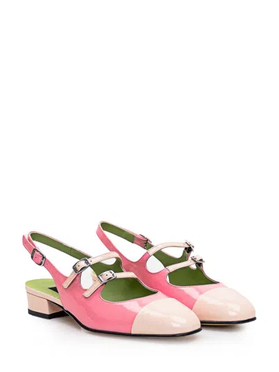 Carel Paris 'abricot' Pink Slingback Mary Janes With Contrasting Toe In Pink