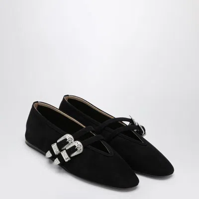 Le Monde Beryl Claudia Western Buckle Ballet Flat In Black
