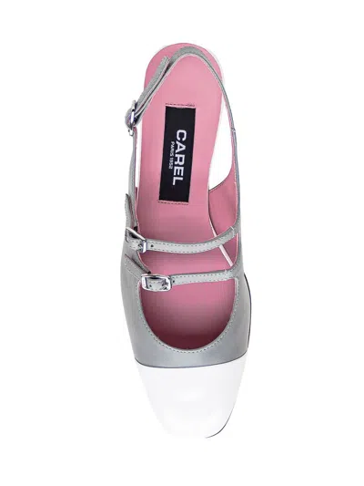 Carel Paris Patent Leather Slingback In Grey