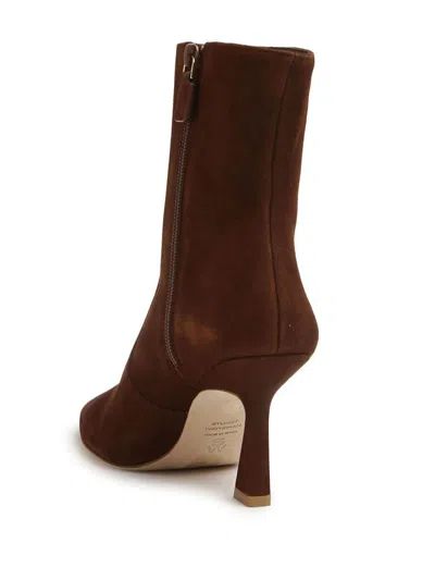 Stuart Weitzman Pointed Toe Kitten Heel Ankle Boots In Brown