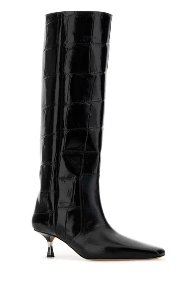 Paris Texas Bettina Croc-embossed Leather Boots In Black
