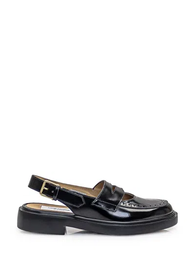 Thom Browne Cut Out Slingback Penny Loafer In Black