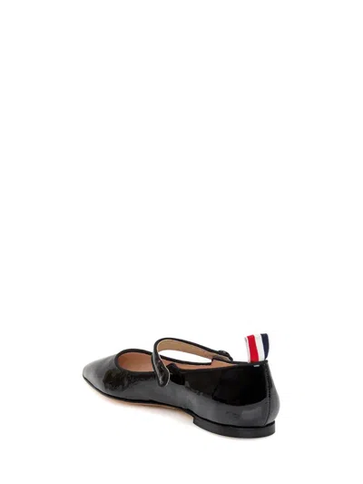Thom Browne Pointed Thom John Flat In Soft Patent Leather In Black
