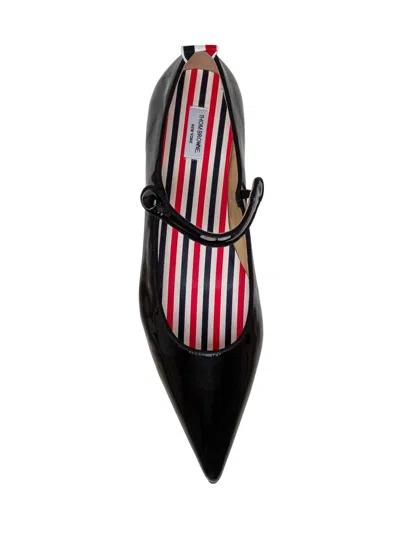 Thom Browne Pointed Thom John Flat In Soft Patent Leather In Black