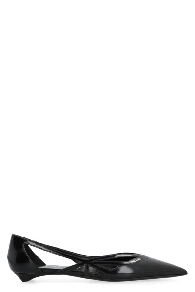Prada Woman Black Flats In Black