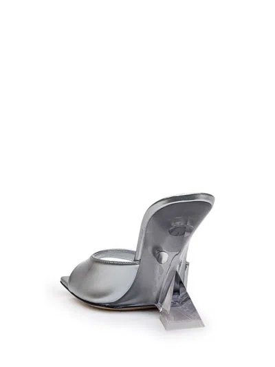 Attico Chic Slip-on Pyramidal Wedge Sandals With 10.5 Cm Heel In Silver