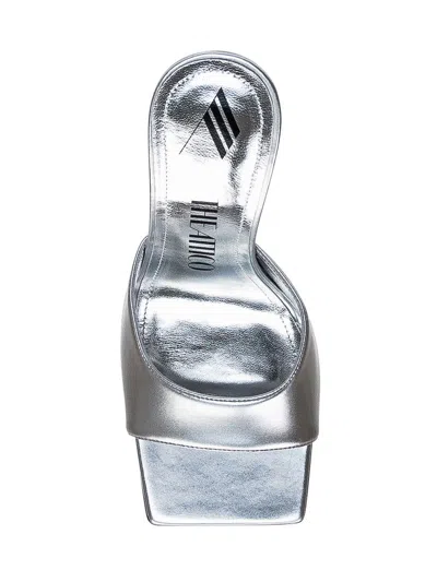 Attico Chic Slip-on Pyramidal Wedge Sandals With 10.5 Cm Heel In Silver