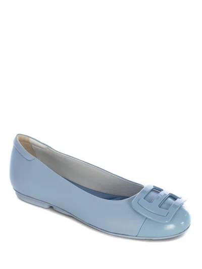 Hogan Leather Ballet Flats In Celeste