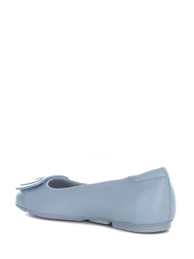 Hogan Leather Ballet Flats In Celeste