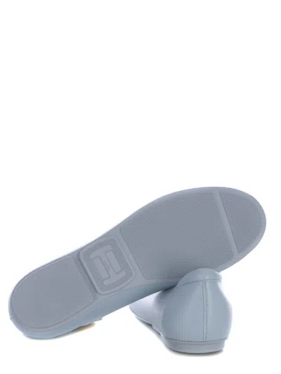 Hogan Leather Ballet Flats In Celeste