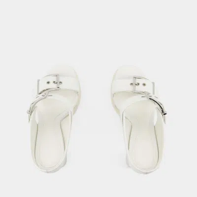 Alexander Mcqueen Leath S.leath Sandals - Leather - Ivory/silver In Multicolor