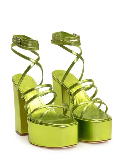 Paris Texas Melena 135mm Metallic Platform Sandals In Green
