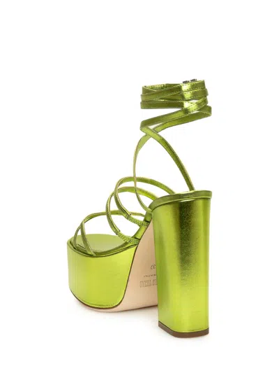 Paris Texas Melena 135mm Metallic Platform Sandals In Green