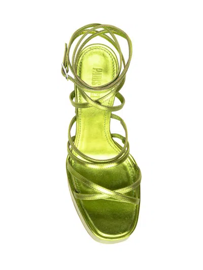 Paris Texas Melena 135mm Metallic Platform Sandals In Green