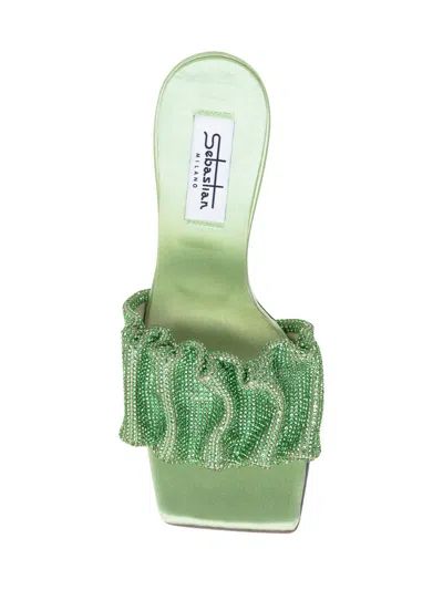 Sebastian Sandalwood Mule Cher Crystal In Green