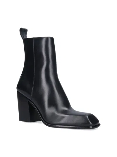 Alexander Wang Leather Throttle Ankle Boots In Black