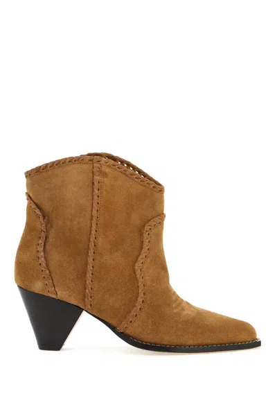 Isabel Marant Darizo Suede Leather Ankle Boots In Beige
