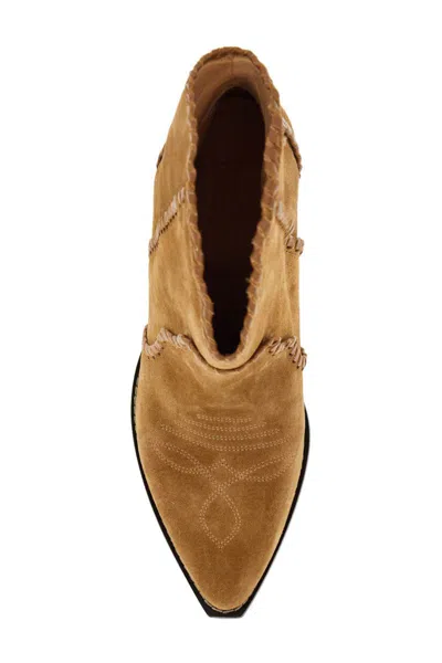 Isabel Marant Darizo Suede Leather Ankle Boots In Beige