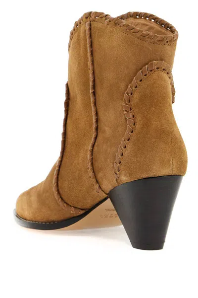 Isabel Marant Darizo Suede Leather Ankle Boots In Beige