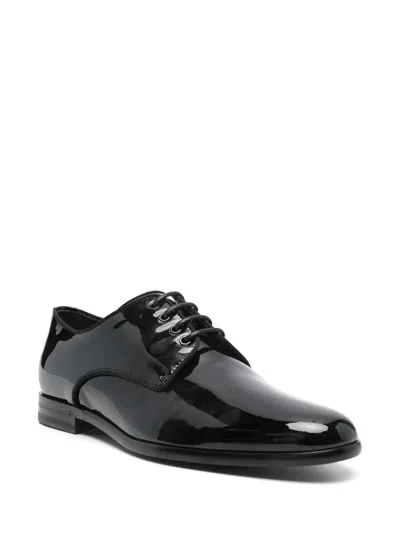 Dolce & Gabbana Black Leather Raffaello Lace-up Shoes In Black
