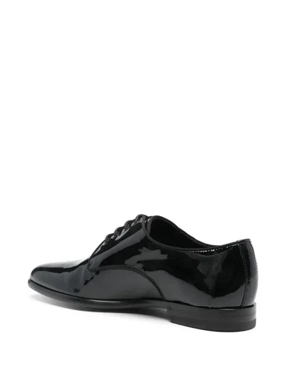 Dolce & Gabbana Black Leather Raffaello Lace-up Shoes In Black