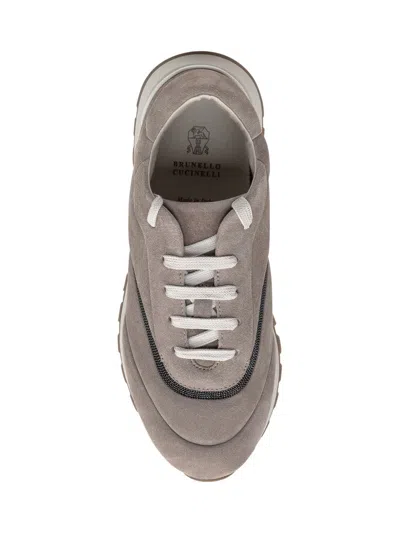 Brunello Cucinelli Monili-embellished Sneakers In Beige