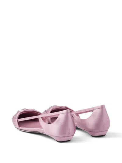 Prada Satin Ballerinas With Cut-out Design And Pointed Toe In Confetto