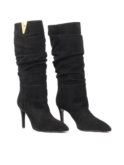 Via Roma 15 High Heels Boots In Black Suede In Black