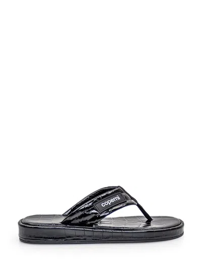 Coperni Black Quilted Flip Flops In Black