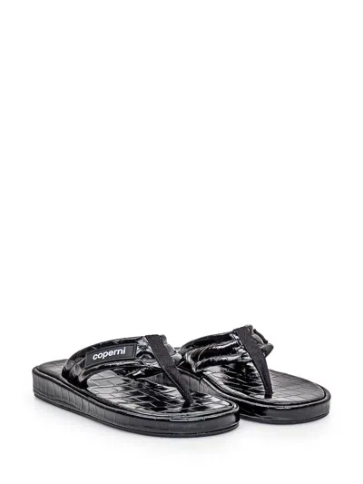 Coperni Black Quilted Flip Flops In Black